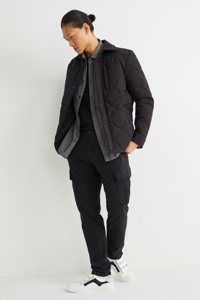 Black C&A Quilted 4 Way Stretch Men's Jackets | QZAUI-2965