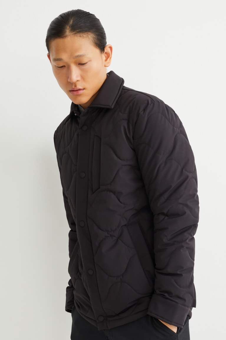 Black C&A Quilted 4 Way Stretch Men\'s Jackets | QZAUI-2965