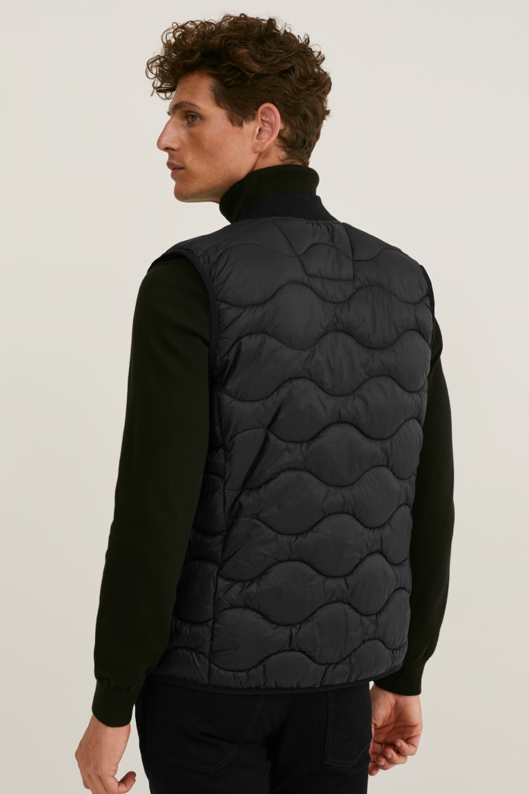 Black C&A Quilted Gilet Recycled Men's Jackets | EZLHY-7546