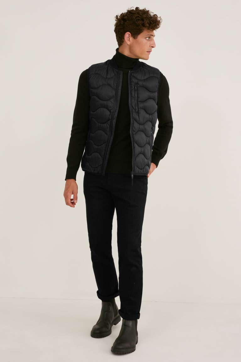 Black C&A Quilted Gilet Recycled Men's Jackets | EZLHY-7546