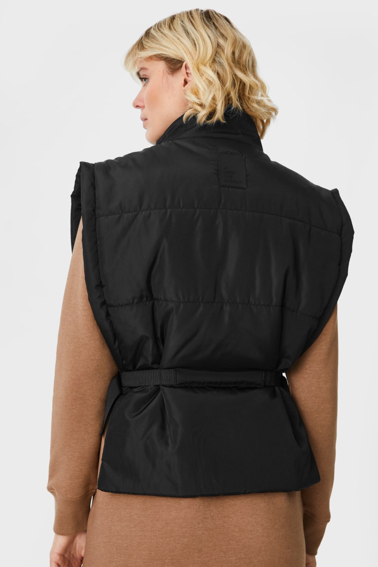 Black C&A Quilted Gilet Recycled Women's Jackets | HRGKO-0152