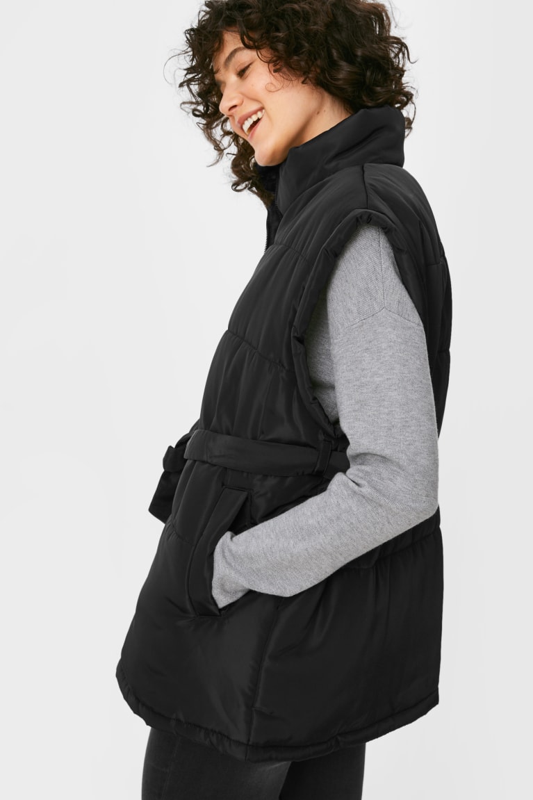 Black C&A Quilted Gilet Women's Jackets | JQYRD-1608