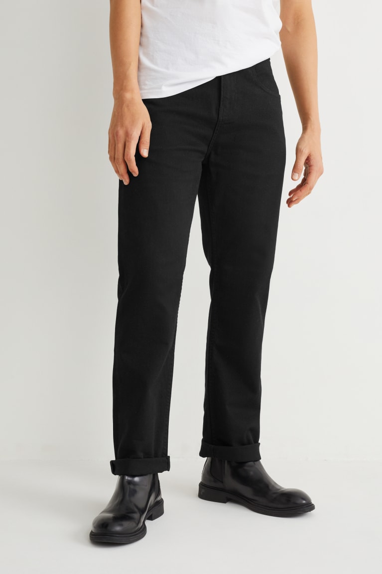 Black C&A Regular Fit Men's Trousers | YBKFE-4018