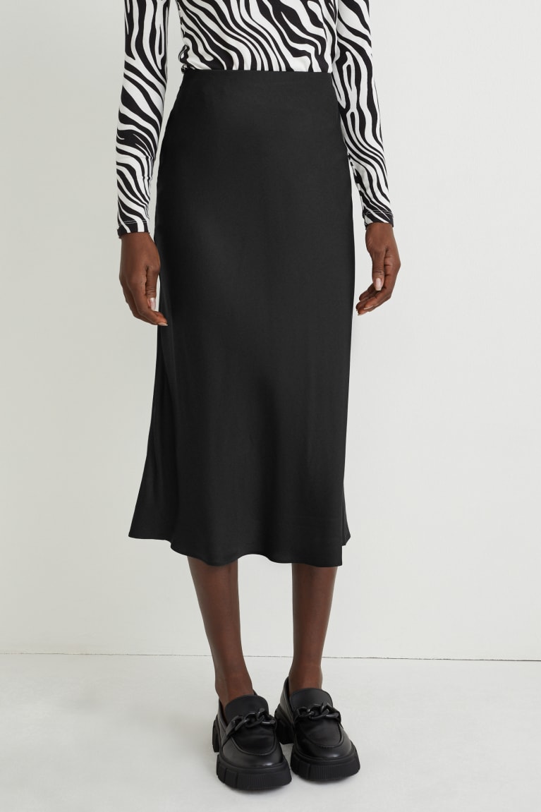 Black C&A Satin Lenzing™ Ecovero™ Women's Skirts | LSCFN-9216