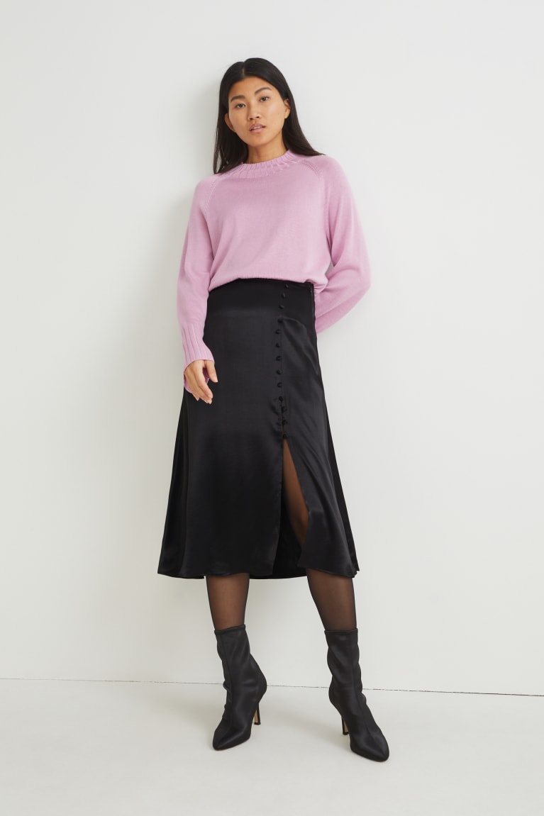 Black C&A Satin Women\'s Skirts | VIQOC-6529