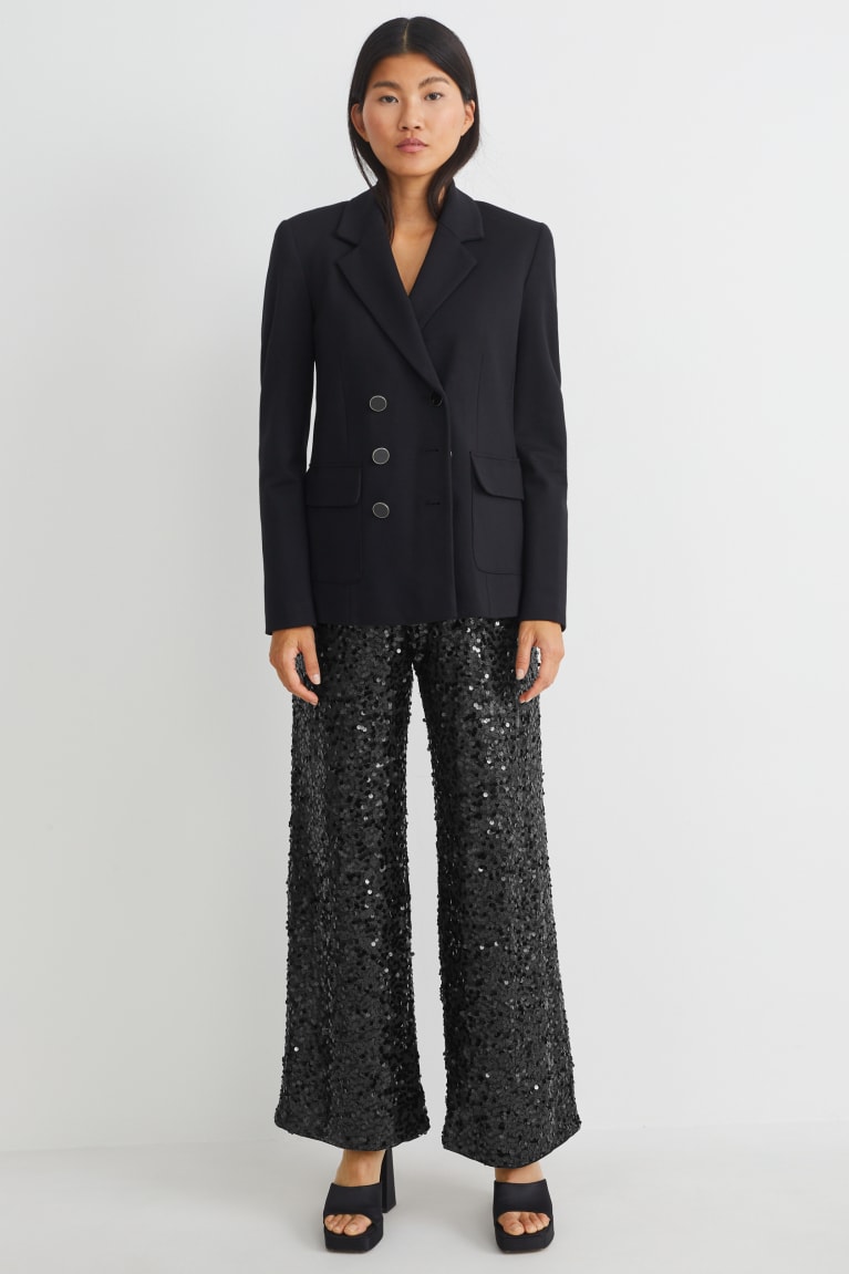 Black C&A Sequin Women\'s Trousers | PXYIM-6305