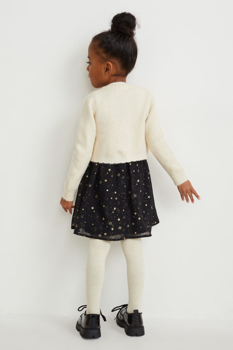 Black C&A Set, And Tights 3 Piece Girls' Cardigan | OPWQM-9845