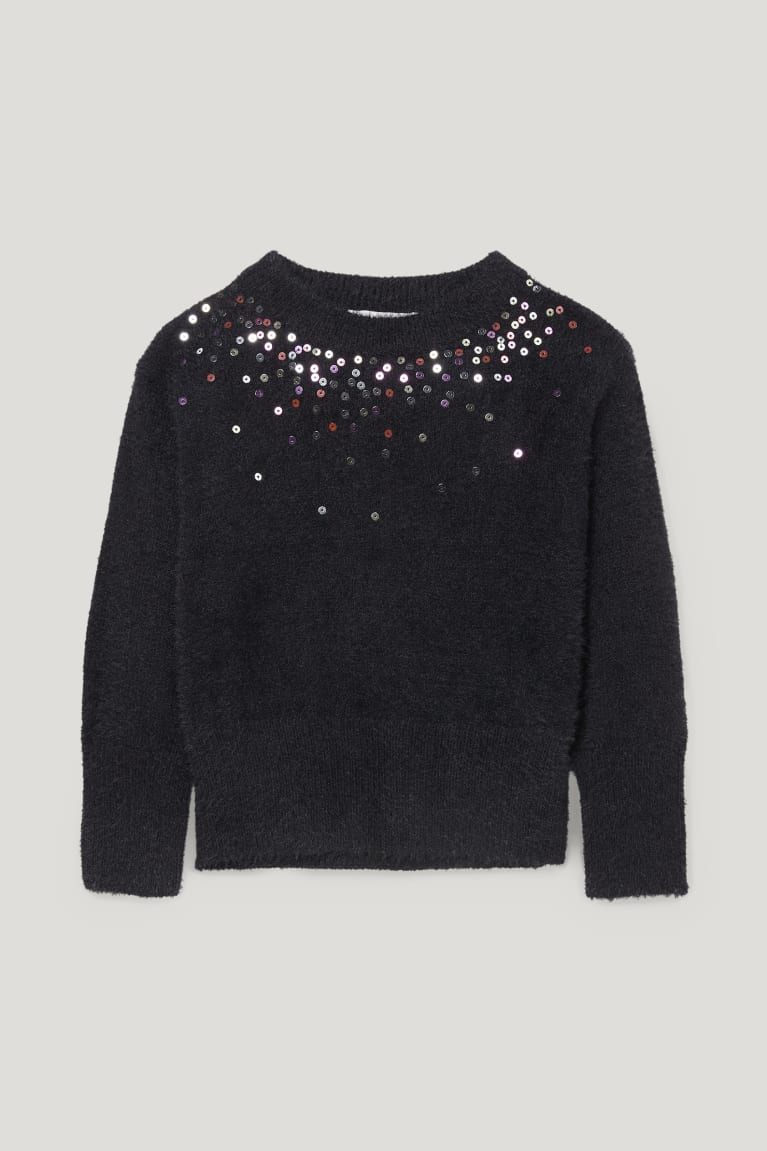 Black C&A Shiny Girls\' Jumper | UFDKY-0495