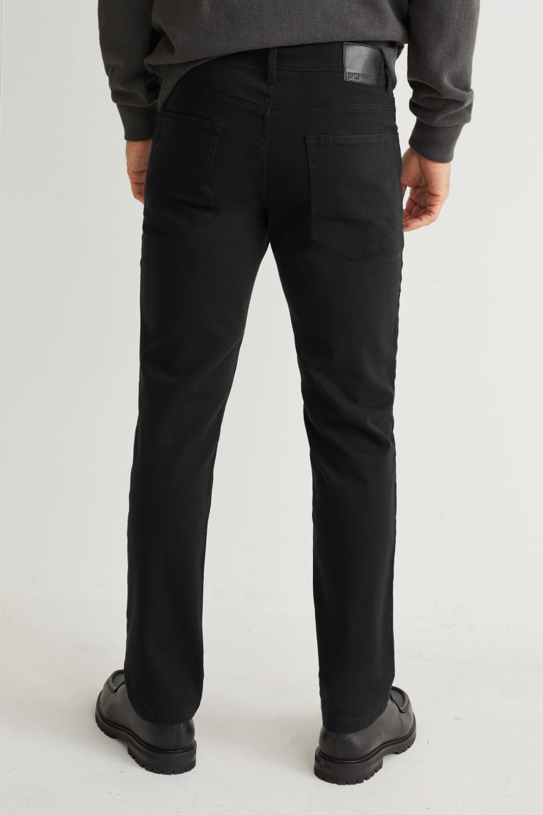 Black C&A Slim Fit Flex Men's Trousers | YJSBF-0563