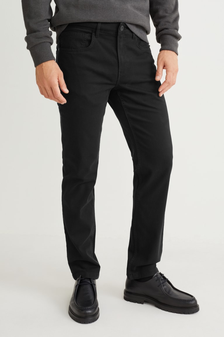 Black C&A Slim Fit Flex Men's Trousers | YJSBF-0563