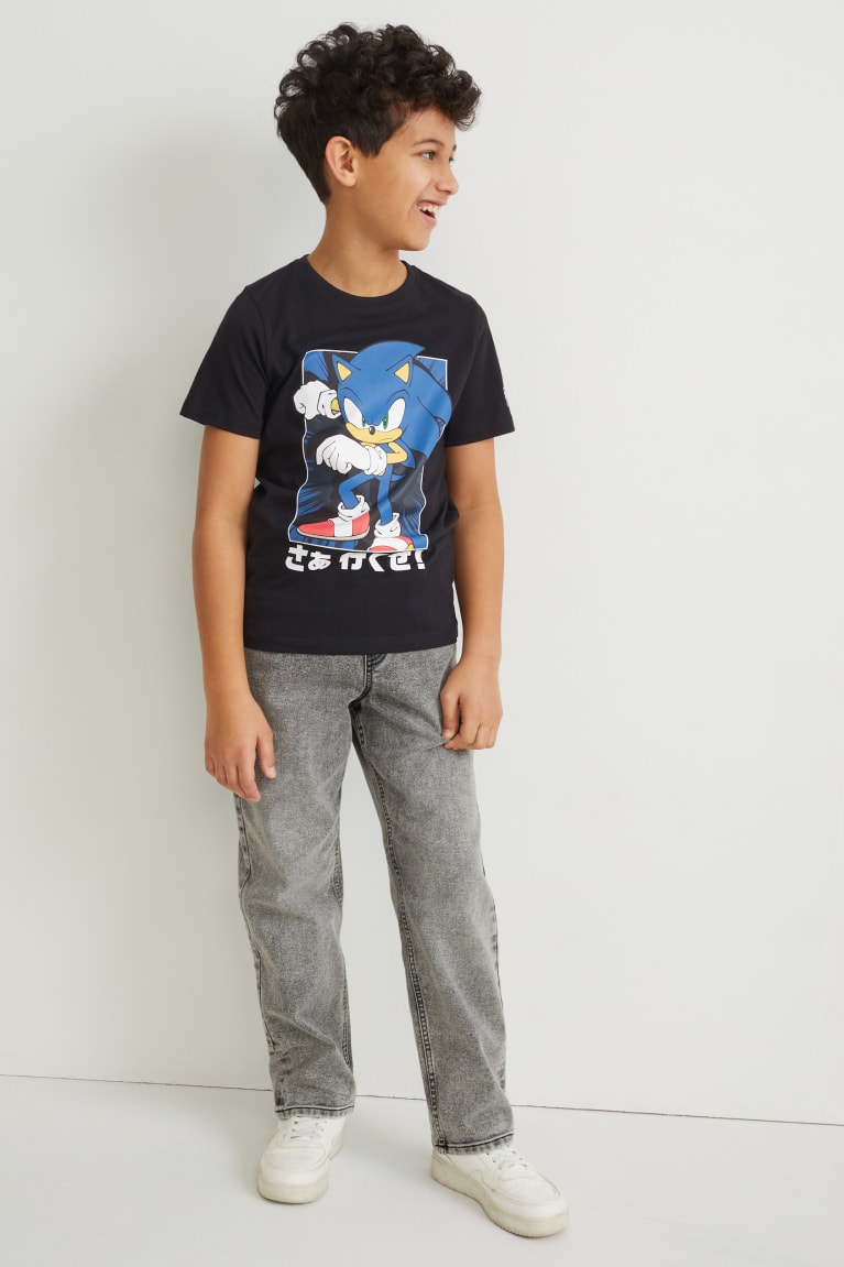 Black C&A Sonic Sleeve With In-conversion Cotton Boys' T-shirts | WCMBE-4716