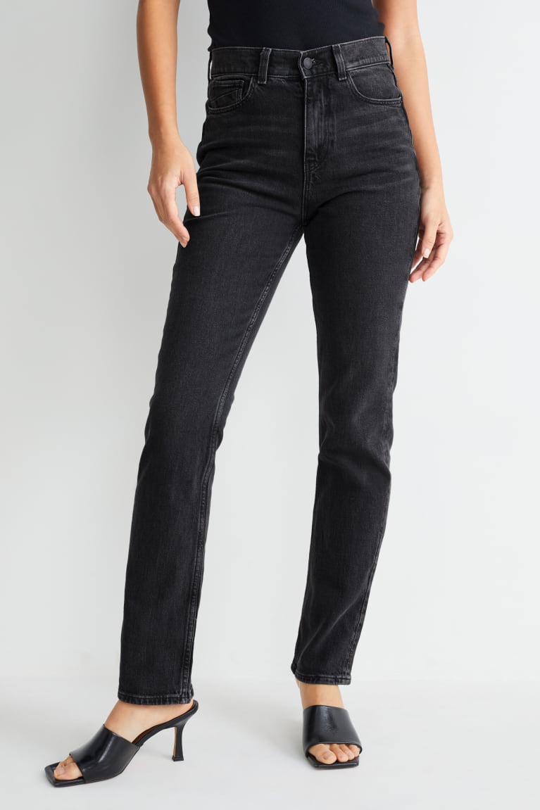 Black C&A Straight High Waist Lycra® Women's Jeans | RLVOF-6712