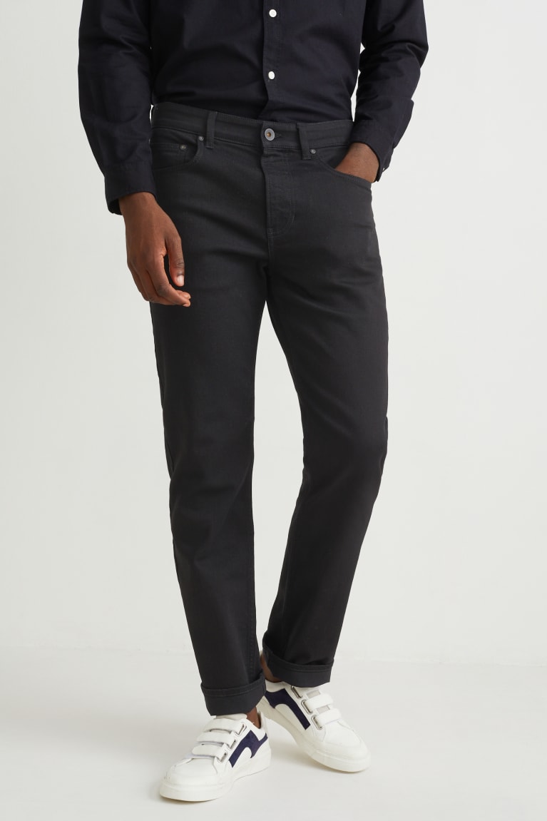 Black C&A Straight Lycra® With Recycled Cotton Men's Jeans | OFLSR-4150