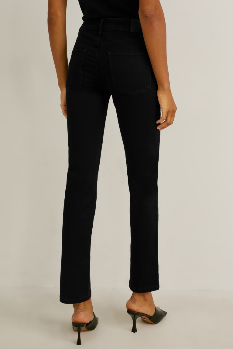 Black C&A Straight Mid-rise Waist Women's Jeans | AJGFK-9760