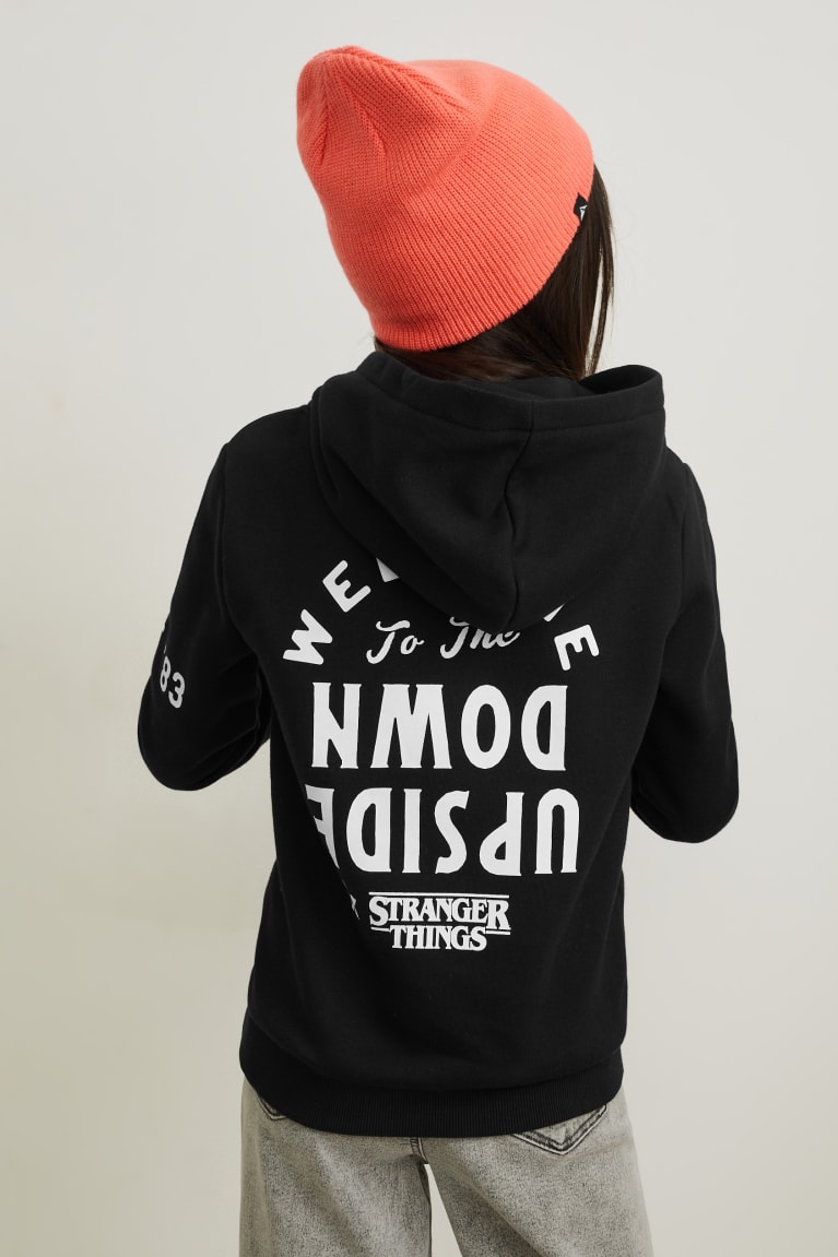 Black C&A Stranger Things Girls' Hoodie | AOGXE-3126