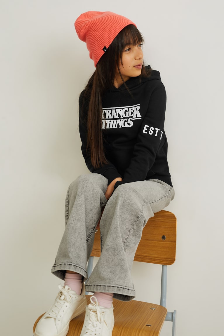 Black C&A Stranger Things Girls' Hoodie | AOGXE-3126