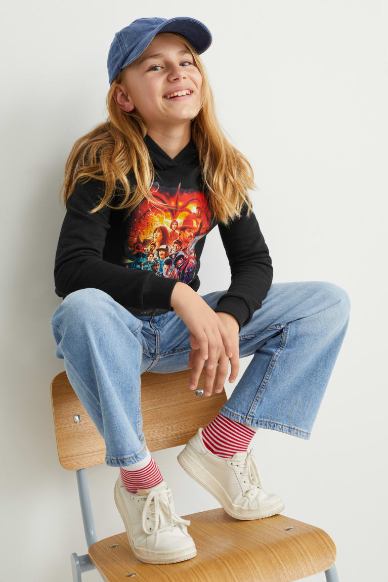 Black C&A Stranger Things Girls' Hoodie | KVGJE-8145