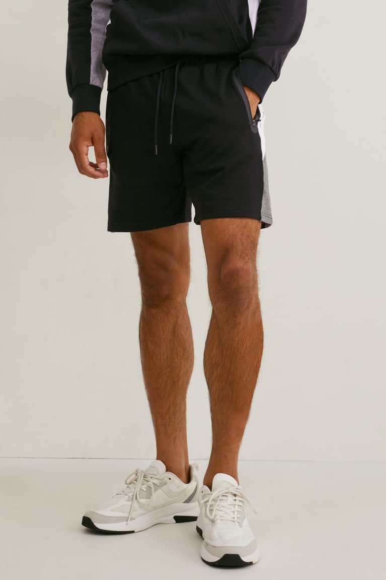 Black C&A Sweat Men's Shorts | TIVPE-7890