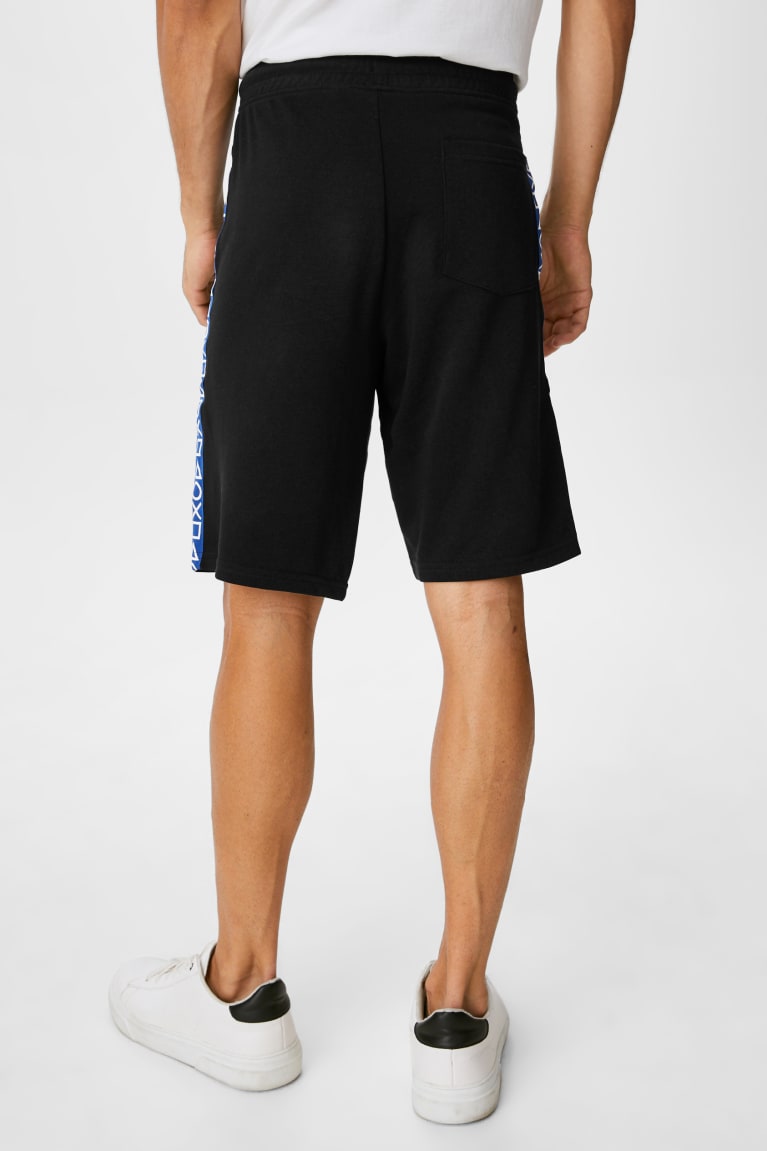 Black C&A Sweat Organic Cotton Playstation Men's Shorts | LPUZV-4038