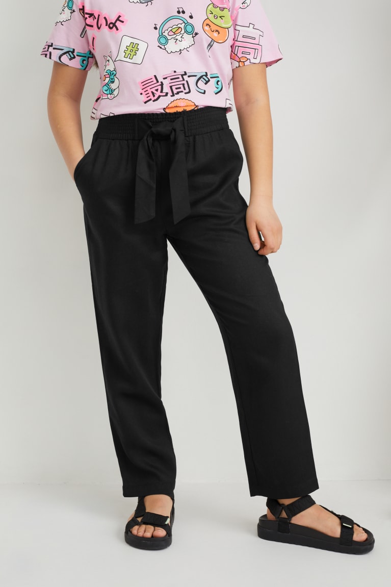 Black C&A Tapered Fit With Livaeco™ Fibres Girls' Trousers | RVXJI-5864