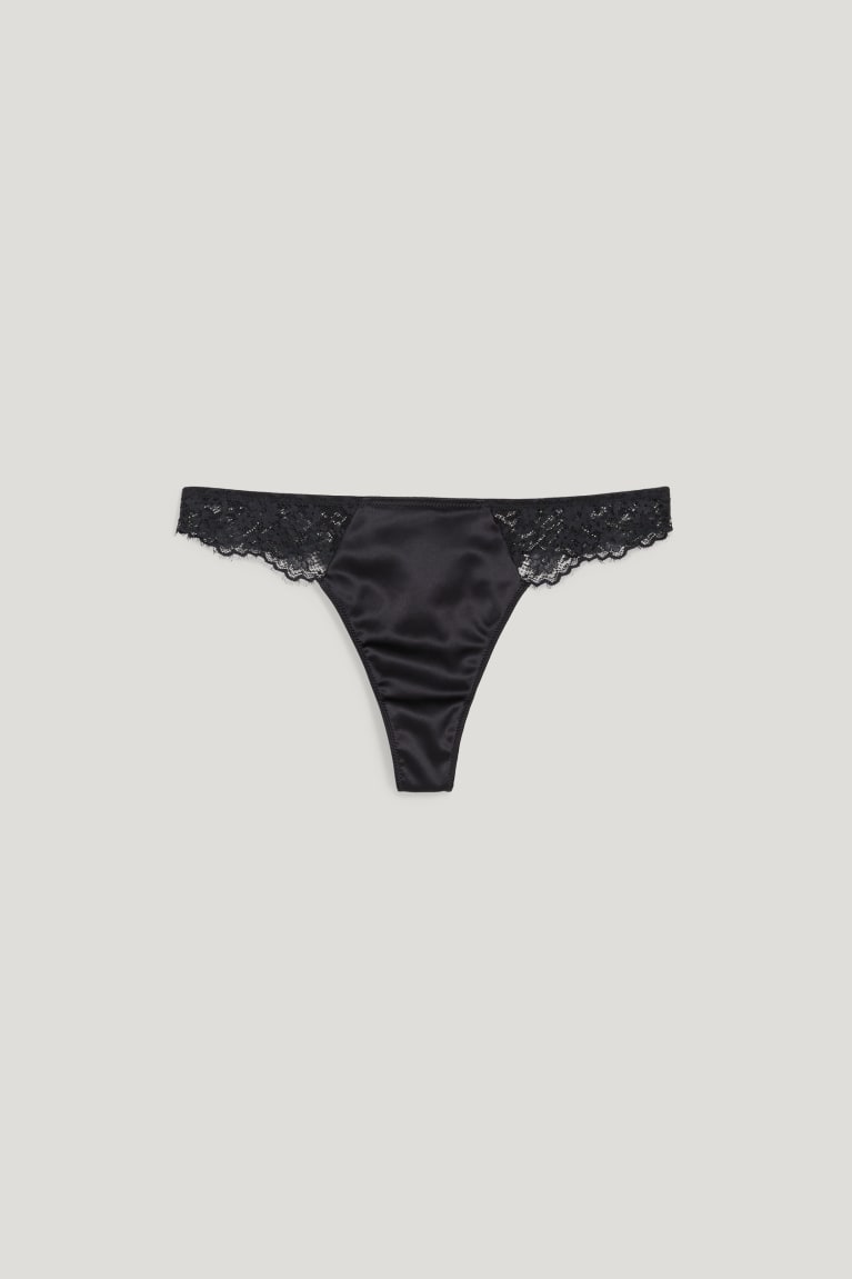 Black C&A Thong Women's Underwear | GZTNL-2850