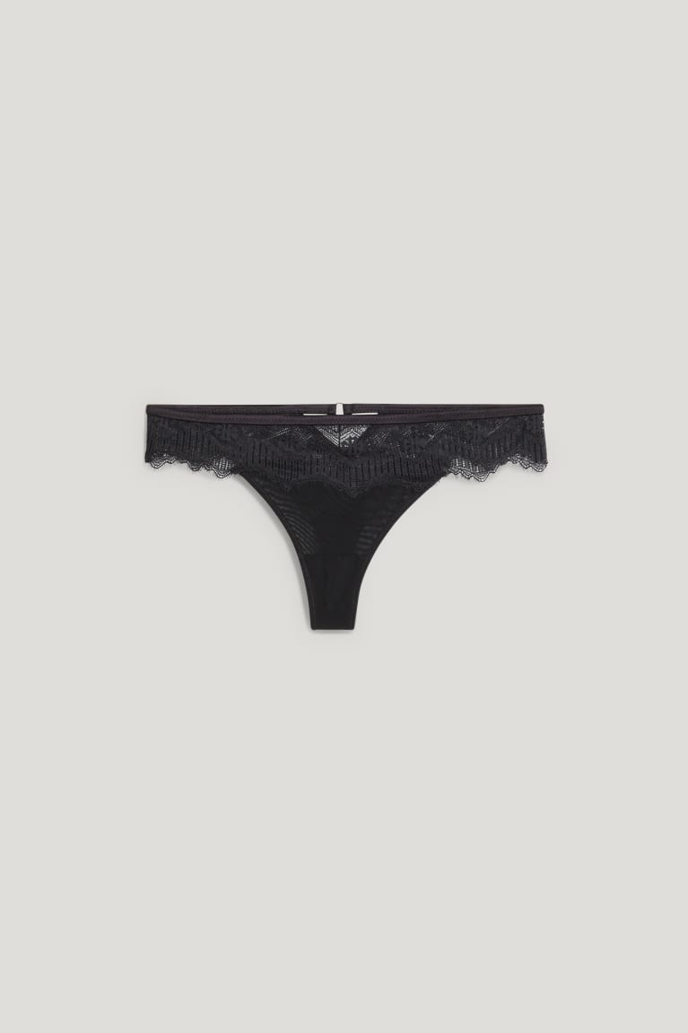 Black C&A Thong Women's Underwear | JATOD-8527