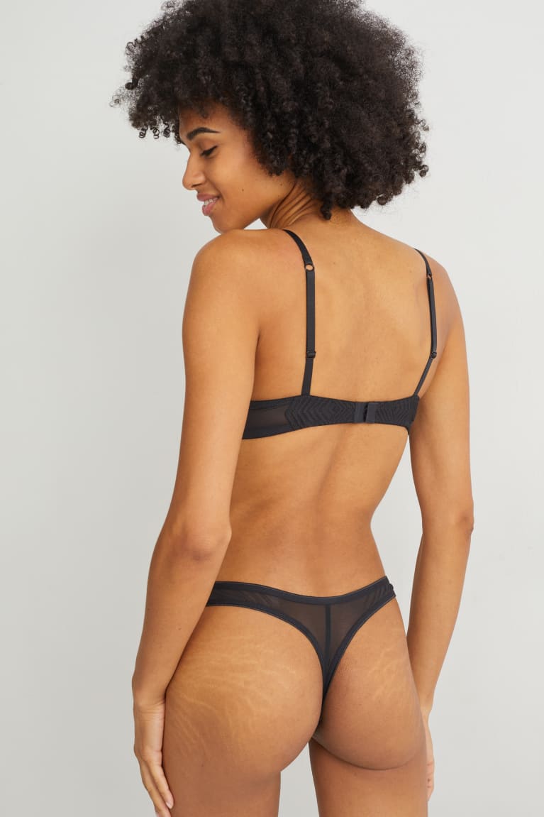 Black C&A Thong Women's Underwear | TZMOC-9542