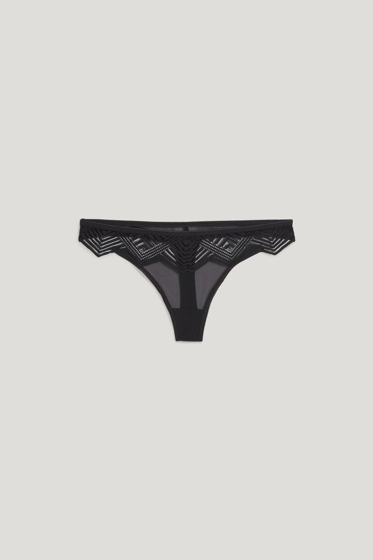 Black C&A Thong Women's Underwear | TZMOC-9542