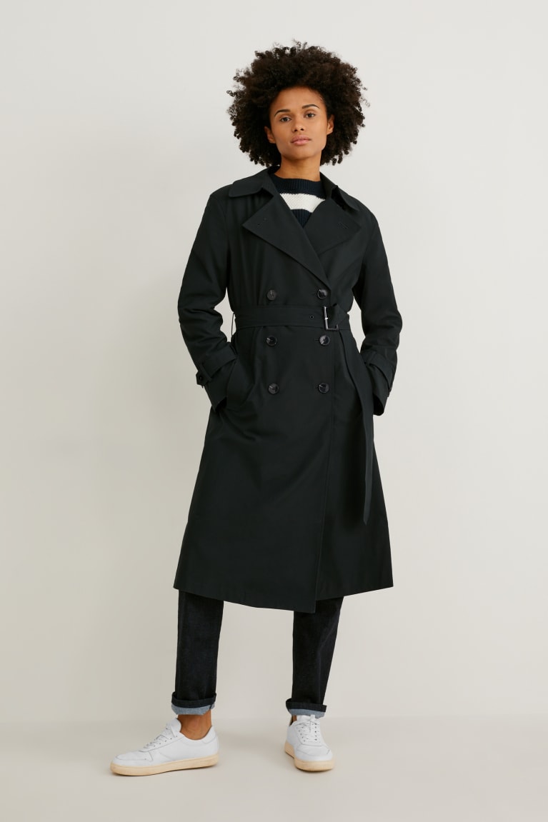 Black C&A Trench Bionic-finish®eco Women\'s Coats | YKQUB-7563