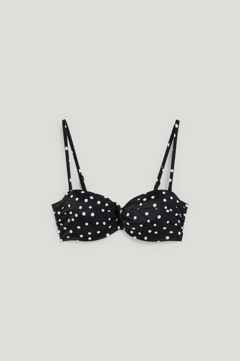 Black C&A Underwire Bikini Bandeau Padded Polka Dot Women's Swimwear | HJCRK-6803