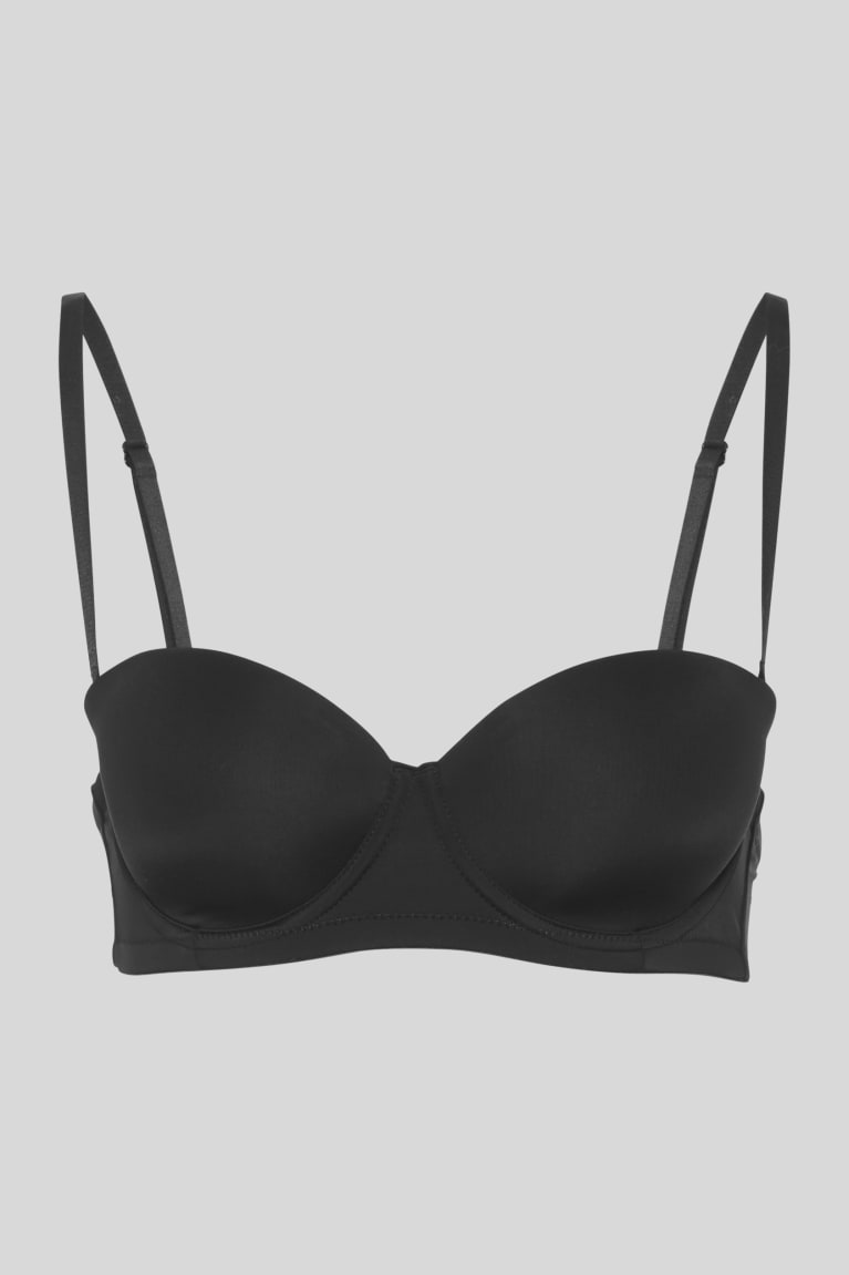 Black C&A Underwire Bra Balconette Padded Women's Underwear | KVXFH-7460