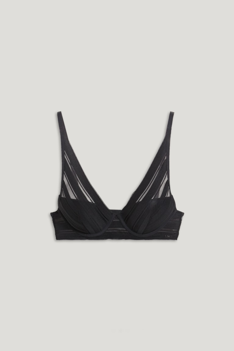 Black C&A Underwire Bra Demi Padded Women's Underwear | ASRDO-4896