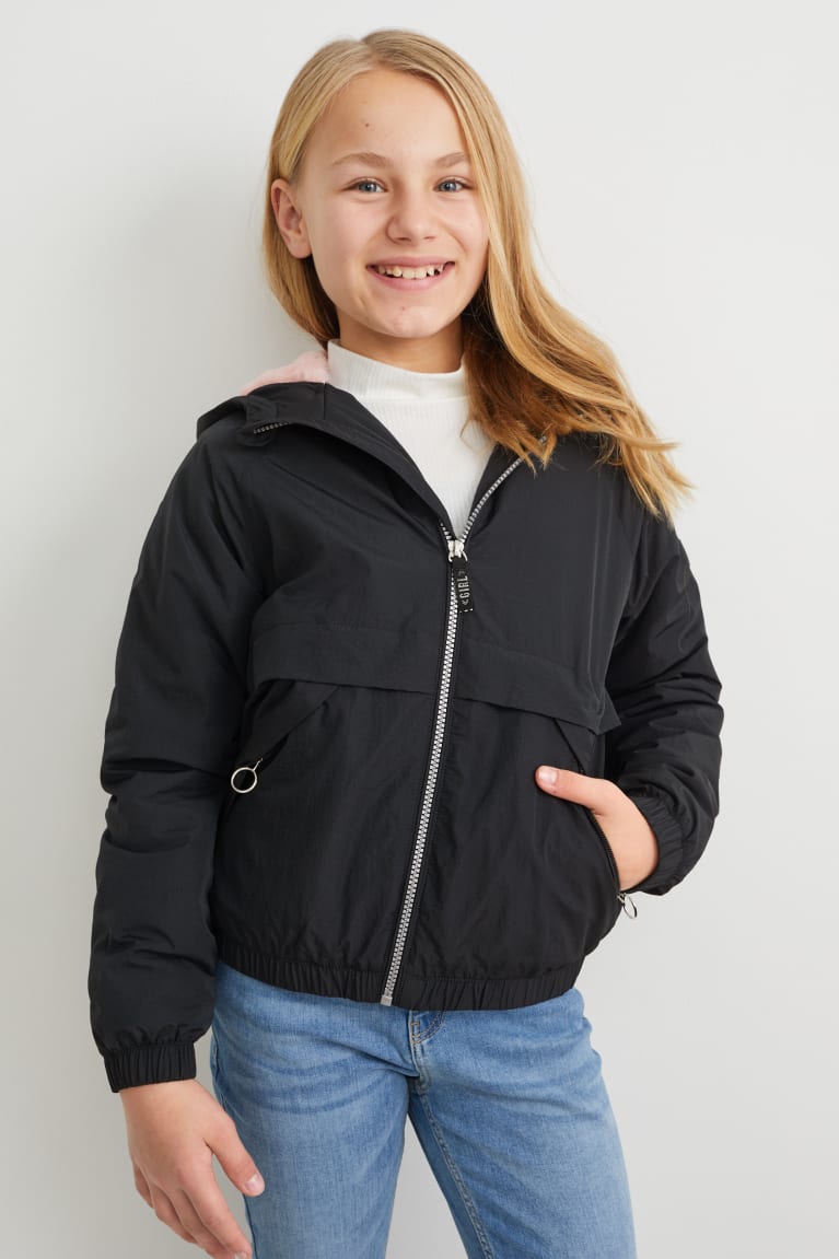 Black C&A With Hood Girls\' Jackets | MYUJE-8751