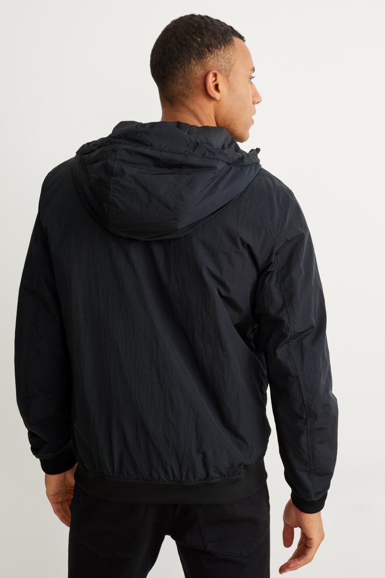 Black C&A With Hood Recycled Men's Jackets | RWDMV-9024