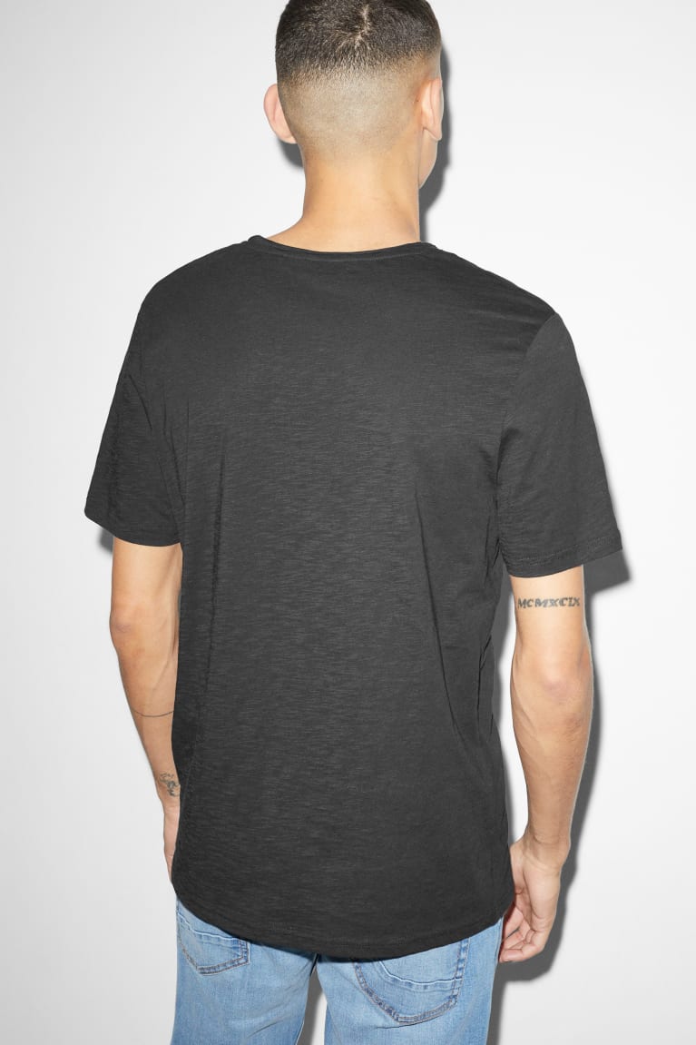 Black C&A With In-conversion Cotton Men's T-shirts | XKUJO-1903