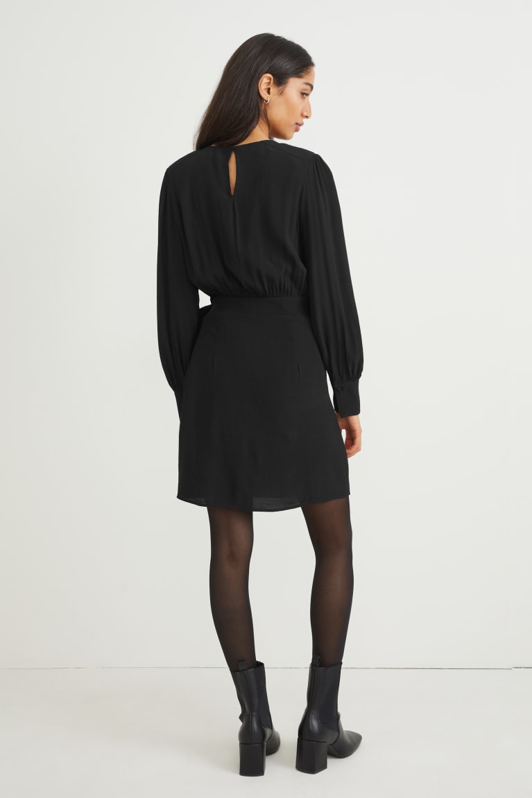 Black C&A With Knot Detail With Lenzing™ Ecovero™ Women's Dress | RPFHN-7526