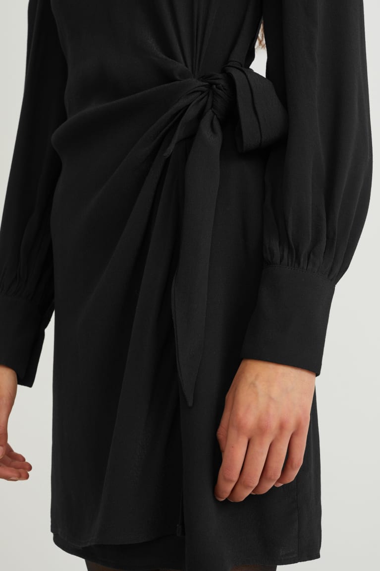 Black C&A With Knot Detail With Lenzing™ Ecovero™ Women's Dress | RPFHN-7526