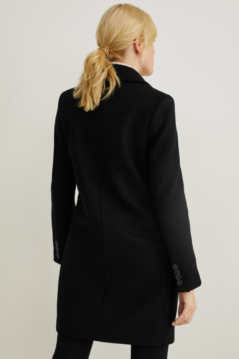 Black C&A With Shoulder Pads Wool Blend Women's Coats | GWHAM-1204