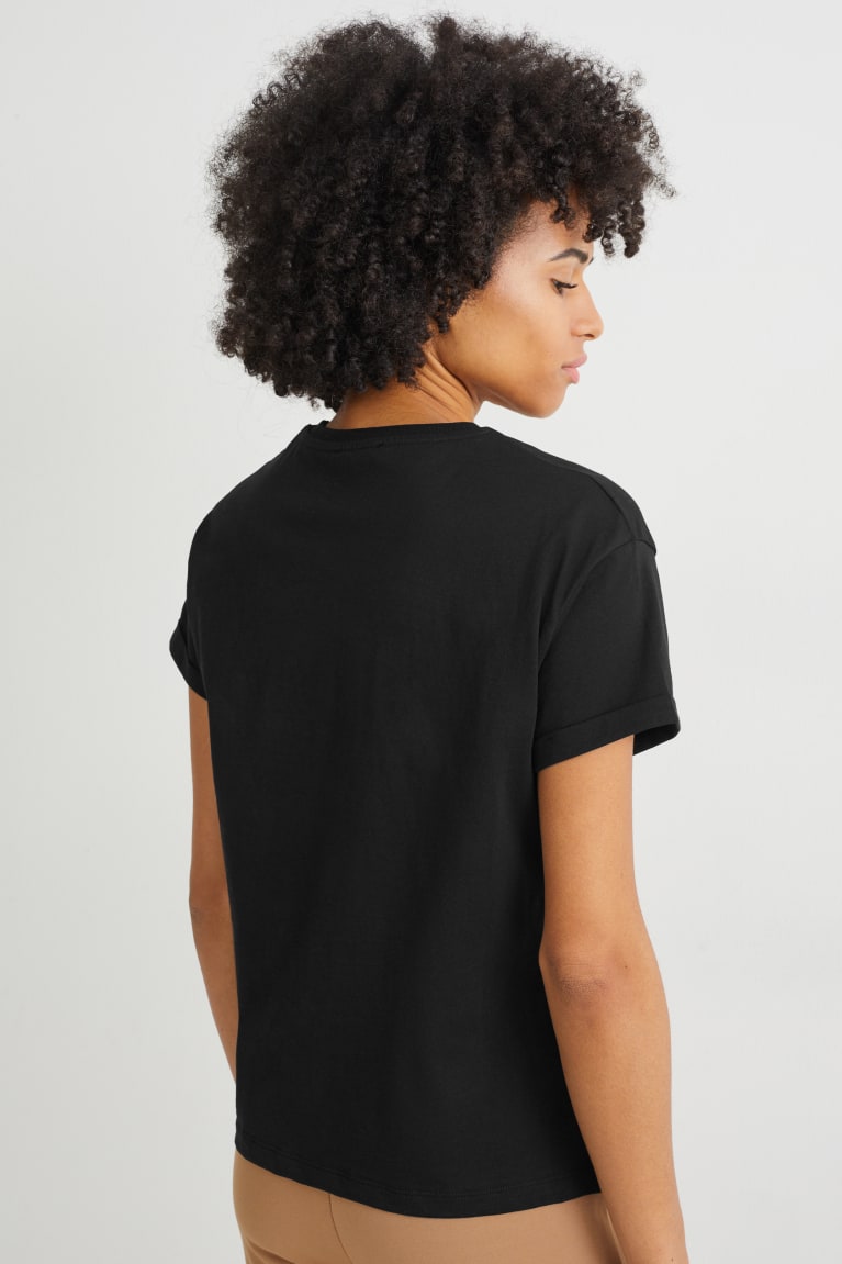 Black C&A Women's T-shirts | WOXBA-4175