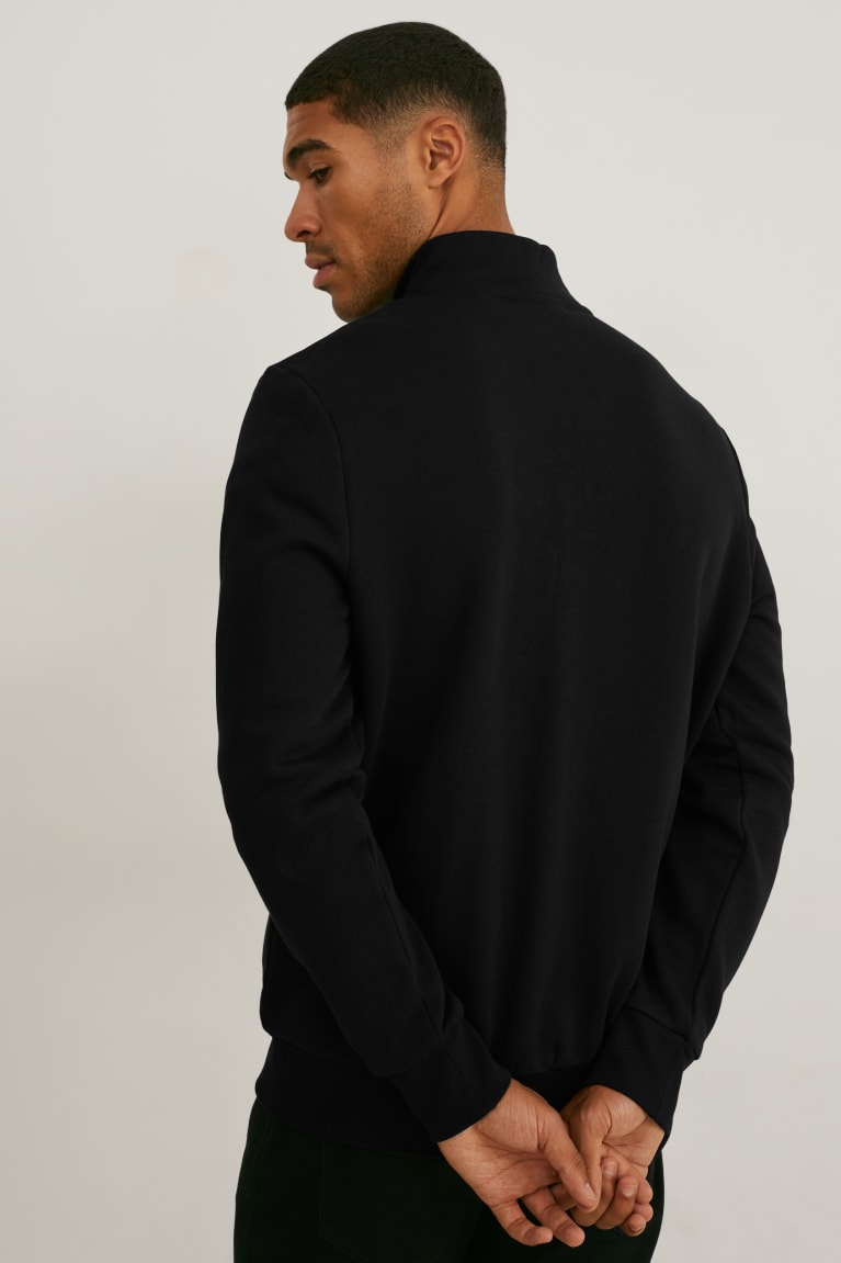 Black C&A Zip-through Organic Cotton Men's Sweatshirts | YERXZ-6024