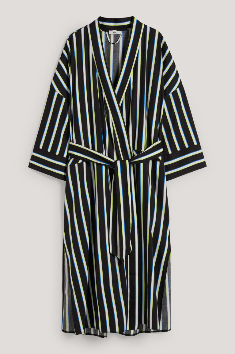 Black C&A ing Gown Striped Women's Nightwear | KHBUY-8392