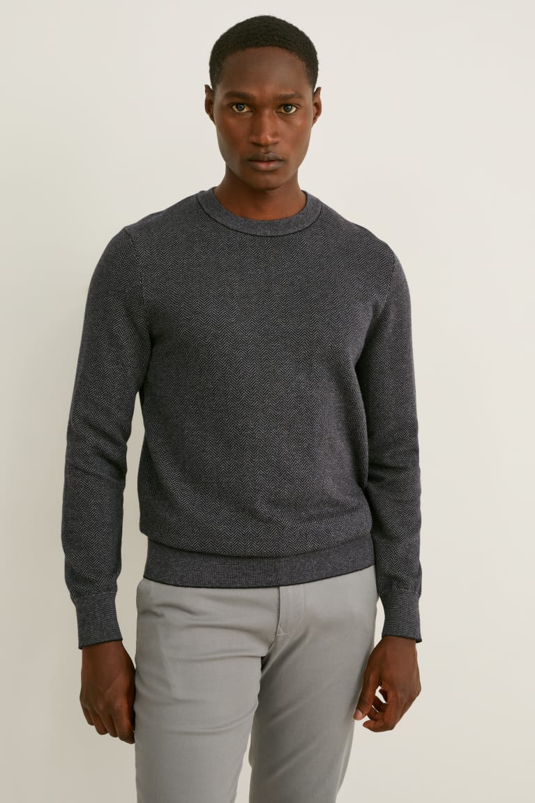 Black / Dark Gray C&A Men\'s Jumper | ENACF-9730