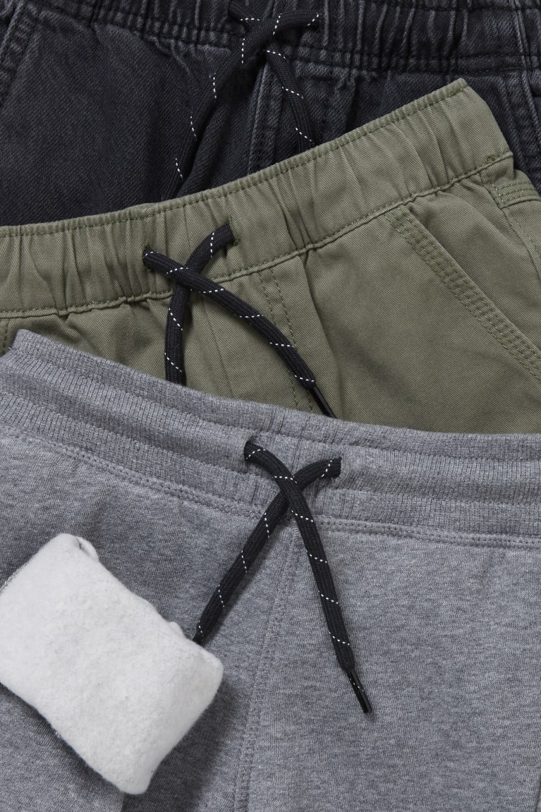 Black / Gray C&A Multipack Of 3, Cargo And Joggers Boys' Trousers | AGCOI-0865