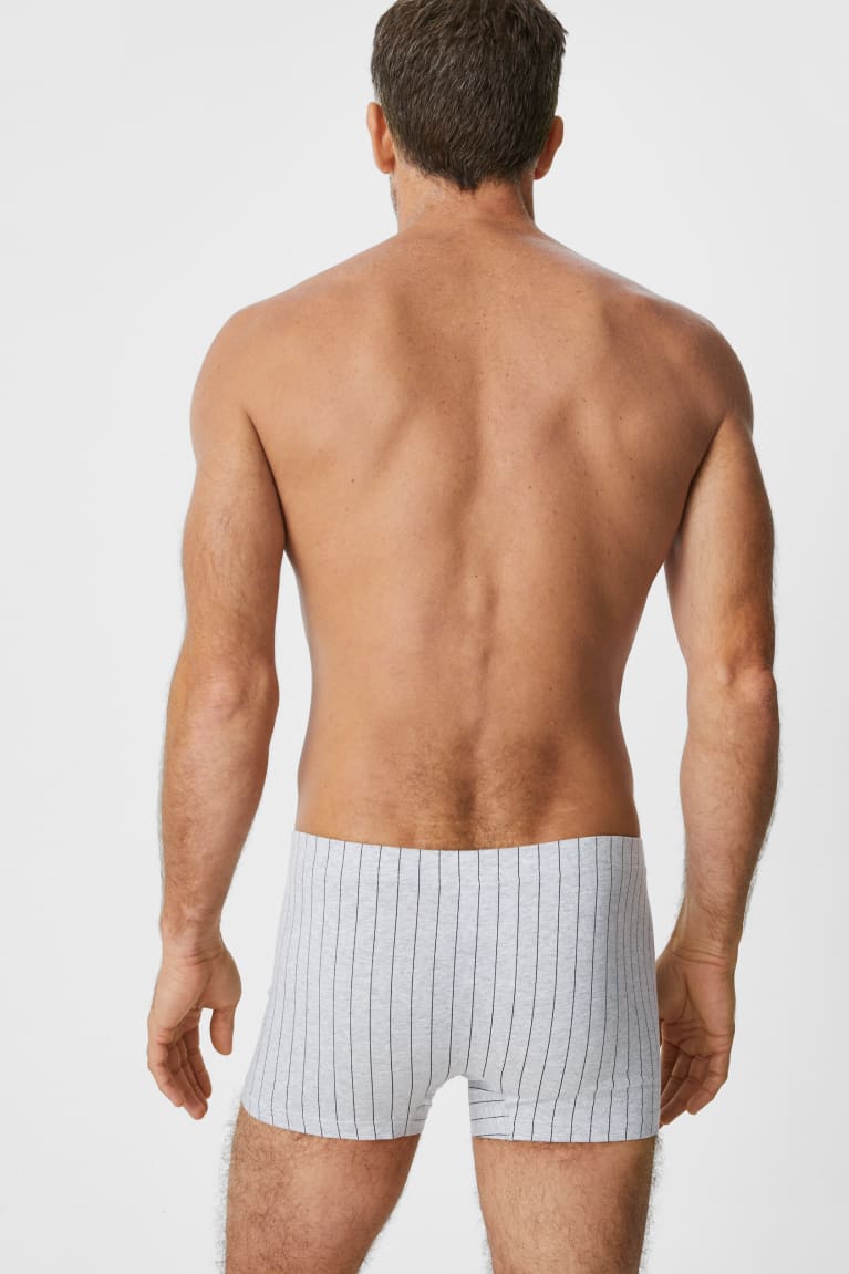 Black / Gray C&A Multipack Of 3 Trunks Organic Cotton Pinstripes Men's Underwear | GLYNP-3095