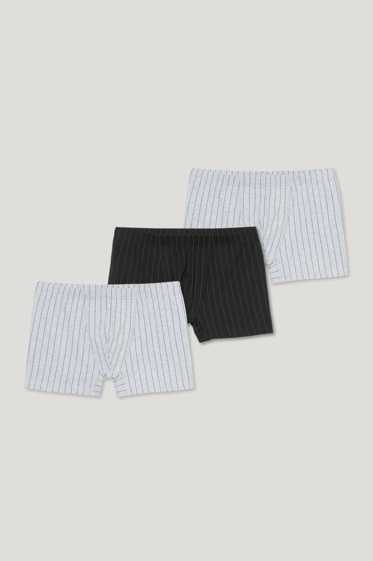 Black / Gray C&A Multipack Of 3 Trunks Organic Cotton Pinstripes Men's Underwear | GLYNP-3095