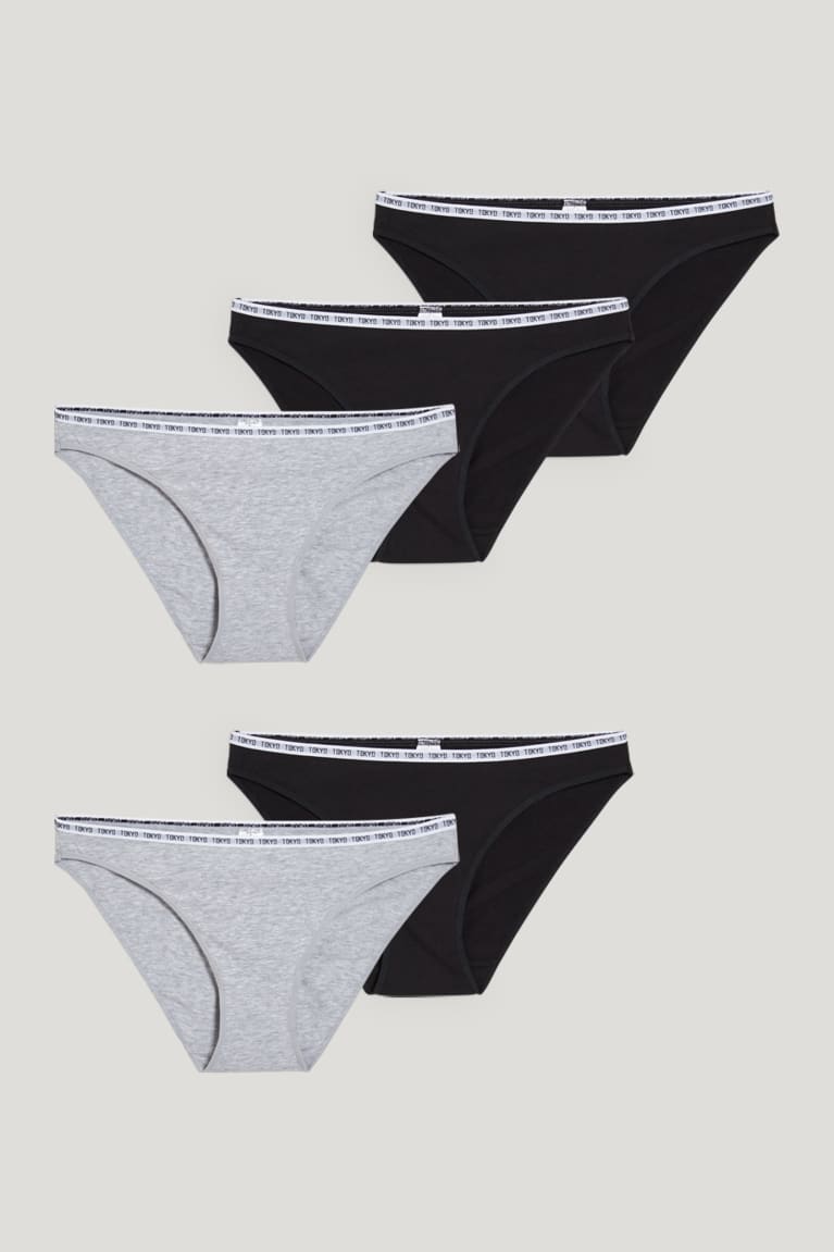 Black / Gray C&A Multipack Of 5 Briefs Women's Underwear | OHFYM-9078