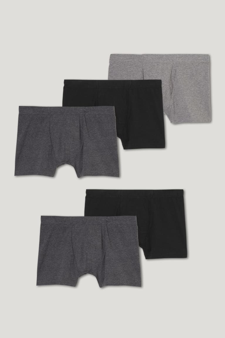 Black / Gray C&A Multipack Of 5 Trunks Organic Cotton Lycra® Men's Underwear | GRXDO-0251