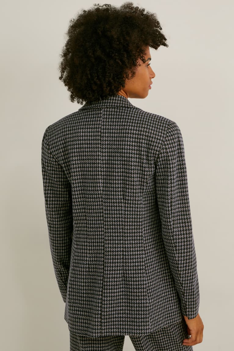 Black / Gray C&A Regular Fit Recycled Check Women's Blazers | BTNVO-7185