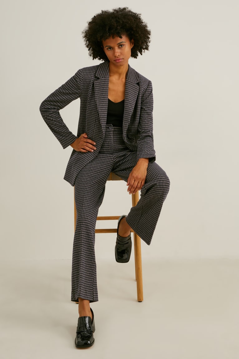 Black / Gray C&A Regular Fit Recycled Check Women's Blazers | BTNVO-7185