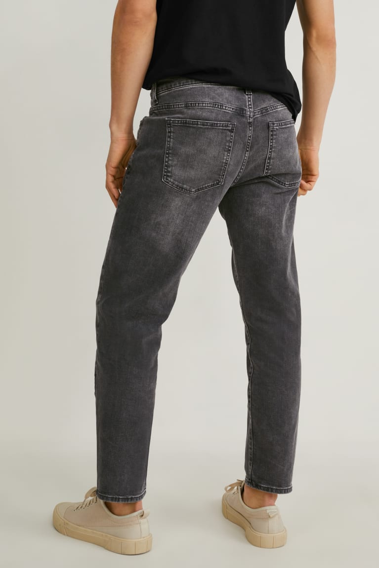 Black Melange C&A Tapered Lycra® Men's Jeans | MUKQO-8423